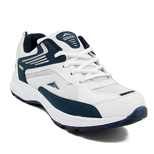 Asian Shoes Men's White & Nevy Blue Sports Shoes(6 Uk) - Image 1