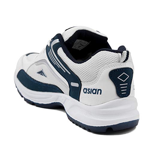 Asian Shoes Men's White & Nevy Blue Sports Shoes(6 Uk) - Image 5