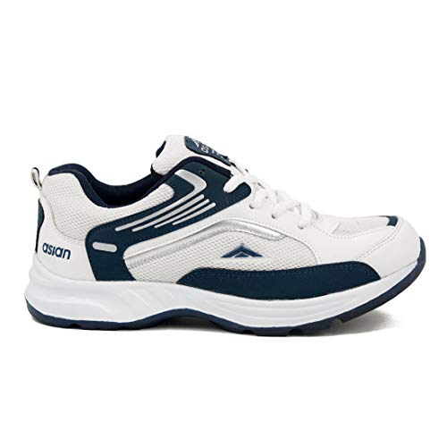 Asian Shoes Men's White & Nevy Blue Sports Shoes(6 Uk) - Image 4