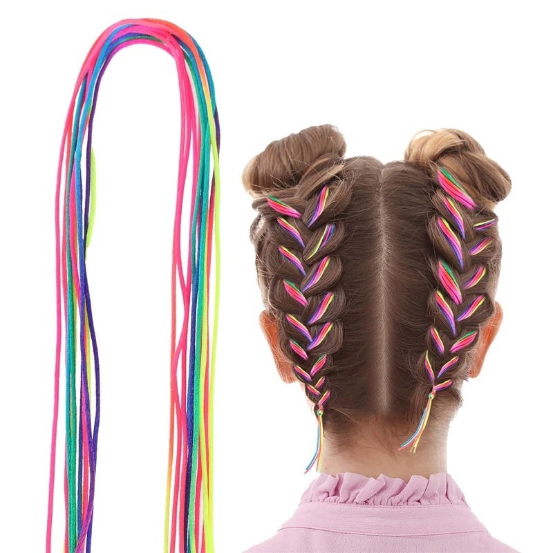 WLLHYF 30 Pcs Hair Braids Colorful Hair Wrap String Assorted Gradient Color Hair Rope Band Rainbow Braiding Hair Tie DIY Ponytail Braids Halloween Hair Styling Accessories for Women Girls