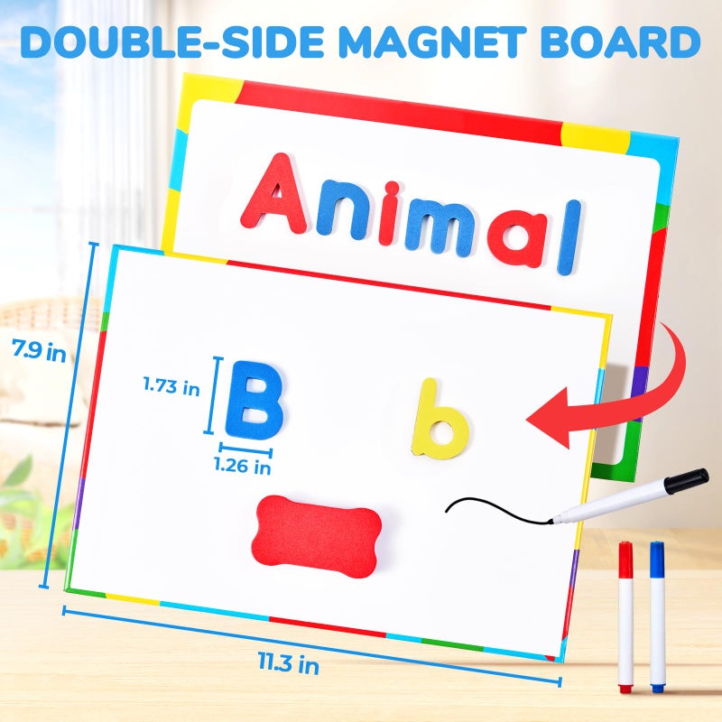 Gamenote Classroom Magnetic Letters Kit 238 Pcs with Double-Side Magnet Board - Foam Alphabet Letters for Kids Spelling and Learning - Image 3