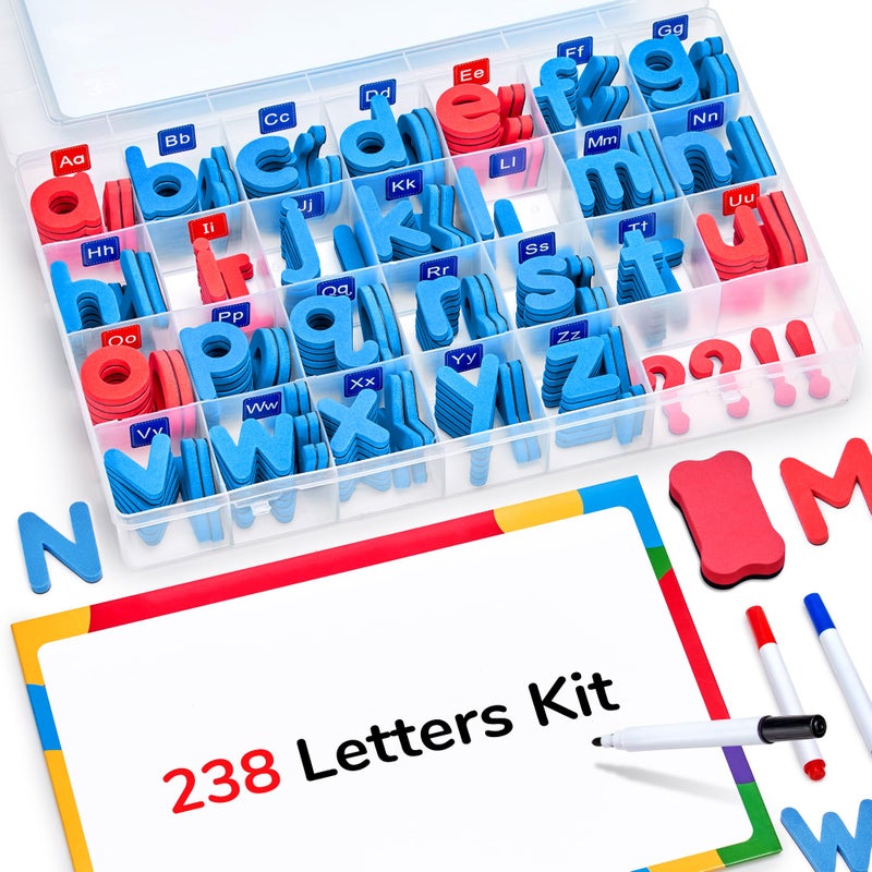 Gamenote Classroom Magnetic Letters Kit 238 Pcs with Double-Side Magnet Board - Foam Alphabet Letters for Kids Spelling and Learning - Image 1