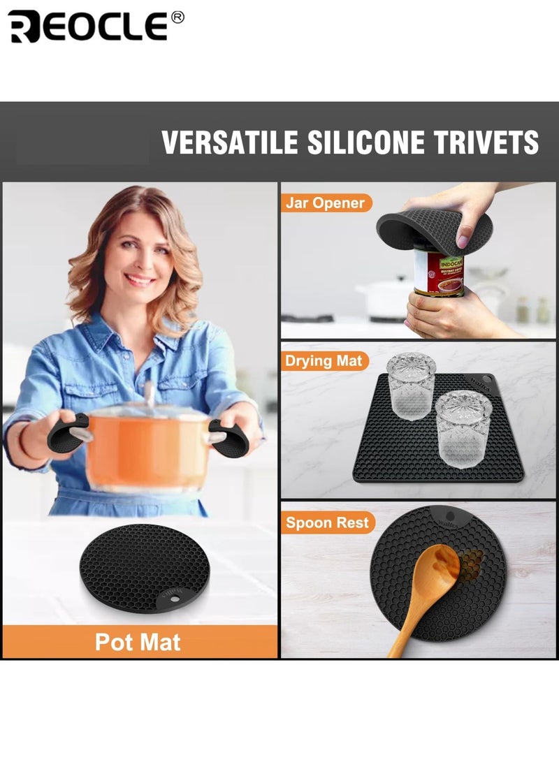 REOCLE 4PCS Silicone Trivet Set with Heat Resistant and Non-Slip Design Multipurpose Hot Pads with Food Grade Material for Kitchen Countertop Protection - Image 3