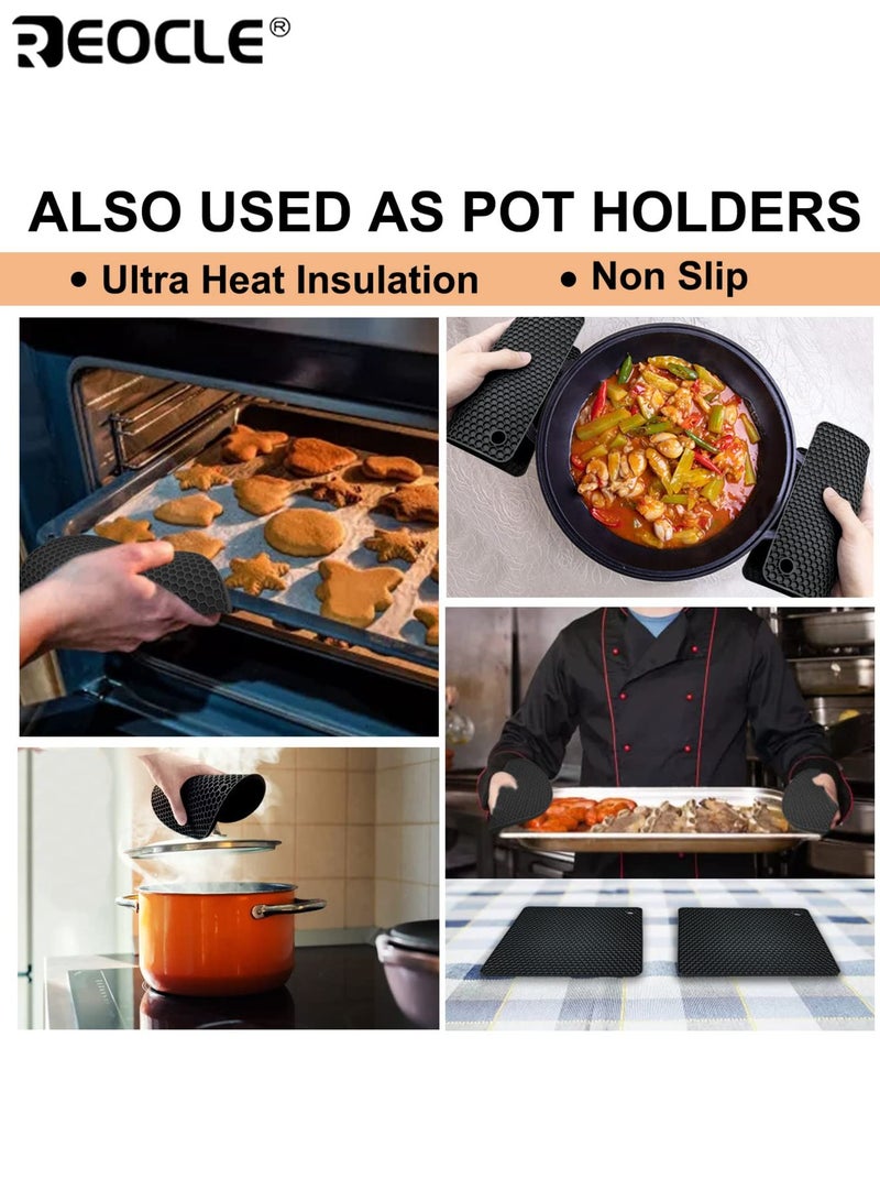 REOCLE 4PCS Silicone Trivet Set with Heat Resistant and Non-Slip Design Multipurpose Hot Pads with Food Grade Material for Kitchen Countertop Protection - Image 2
