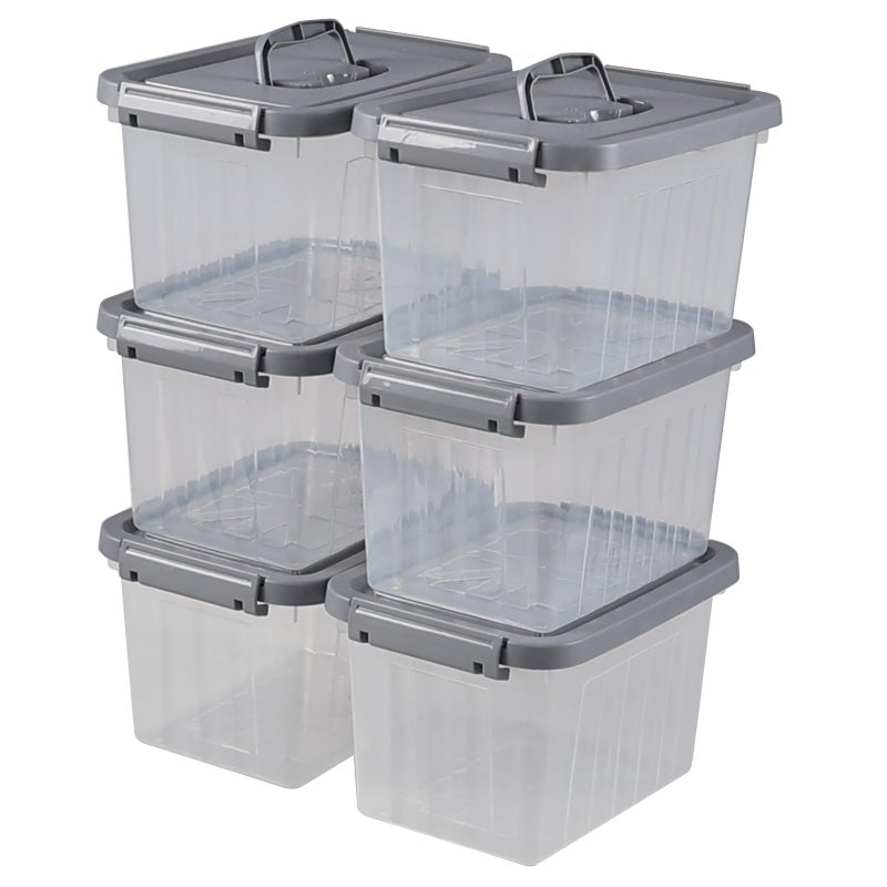 Pekky 5.5 Quart Plastic Latching Storage Bin with Handle  6 Packs Small Stackable Container Box - Image 1