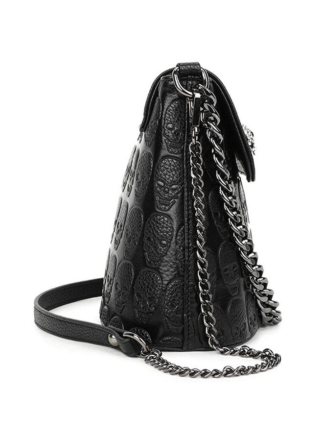 FiveloveTwo Handbags for Women Punk Ladies Purses PU Leather Satchel Skull Shoulder Tote Bag Black - Image 3