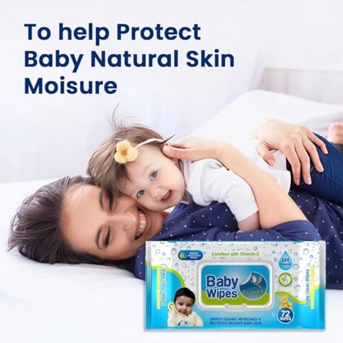 Glider Baby Wipes - with Moisture Lock Flip-Top, Contains Aloe Vera & Vitmain E, pH balanced with No Parabens & Chlorine (Pack of 8 (576 Wipes)) - Image 4