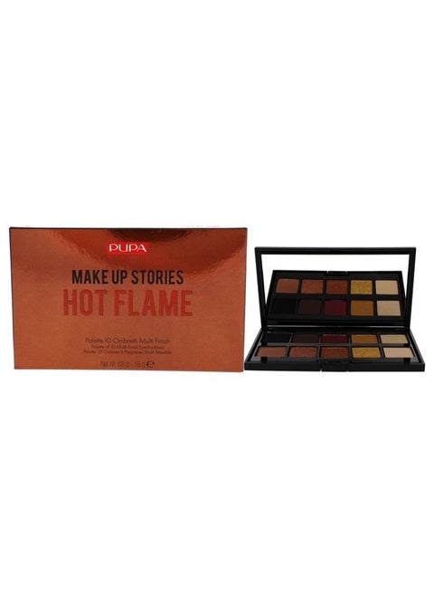 Milano Make Up Stories Eyeshadow Palette - Maximum Coverage - Pigmented 10-Pan Eyeshadow Palette - Filled With Mattes, Satins And Metallics - Create Countless Looks - 002 Hot Flame - 0.63 Oz