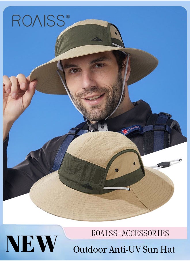 roaiss Men's Outdoor Anti-UV Sun Hat，UPF50+ Sun Protection Wide Brim Cap, Breathable Quick-drying Sunshade Climbing Hat Suitable for Summer Travel and Hiking  - Image 1