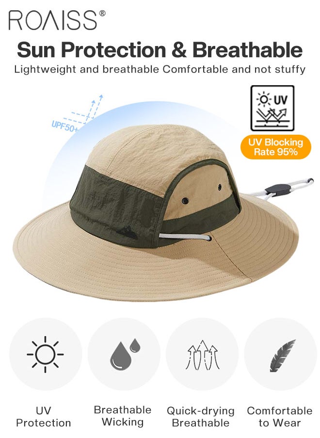 roaiss Men's Outdoor Anti-UV Sun Hat，UPF50+ Sun Protection Wide Brim Cap, Breathable Quick-drying Sunshade Climbing Hat Suitable for Summer Travel and Hiking  - Image 4