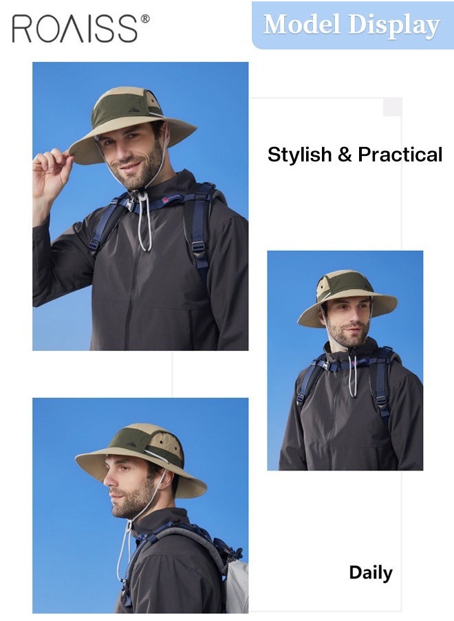 roaiss Men's Outdoor Anti-UV Sun Hat，UPF50+ Sun Protection Wide Brim Cap, Breathable Quick-drying Sunshade Climbing Hat Suitable for Summer Travel and Hiking  - Image 2