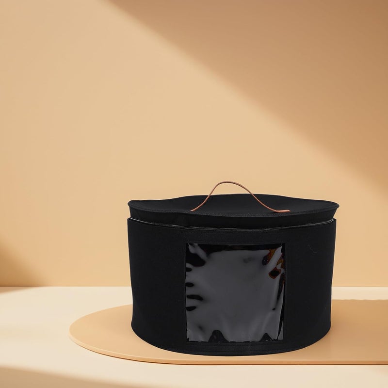 Garneck Collapsible Hat Box for Women with Lid round Travel Hat Storage Container 43x26cm Black Portable for Travel and Home - Image 5