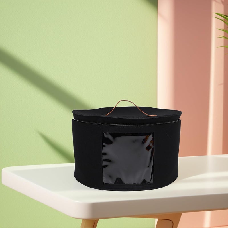 Garneck Collapsible Hat Box for Women with Lid round Travel Hat Storage Container 43x26cm Black Portable for Travel and Home - Image 4