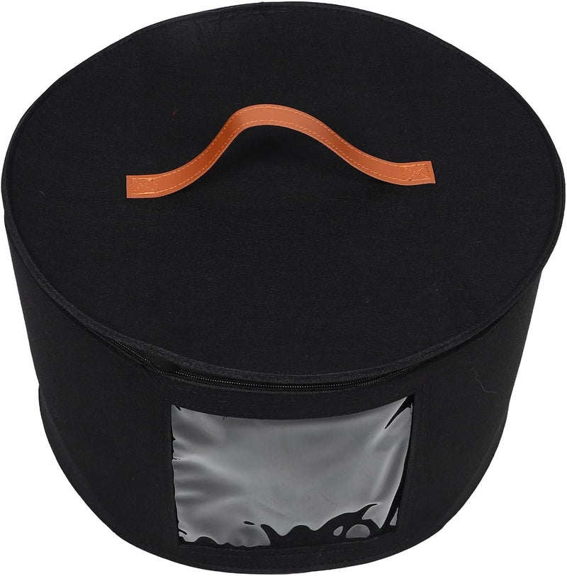 Garneck Collapsible Hat Box for Women with Lid round Travel Hat Storage Container 43x26cm Black Portable for Travel and Home - Image 1