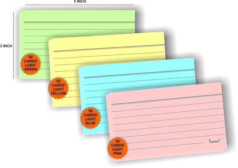 Imprint Ruled Index Cards | 3x5-Inch | 200 Cards| Assorted Light Colors - Image 3