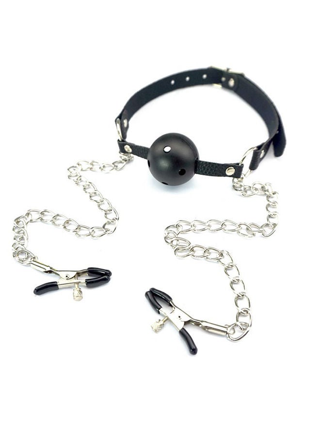 قلادة قابلة للتعديل الجلدية للنساء من طوق العنق كليب سلسلة أسود - Image 1