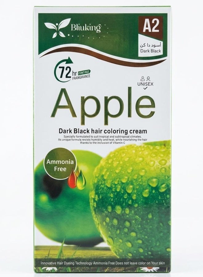 Ammonia Free Hair Color Cream  500 ml Cream + 500 ml Developer Apple (DARK Black A1) - Image 2