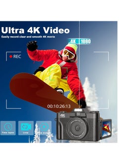 Generic 75MP 4K Digital Camera for Photography Video 3" Flip Screen Ultra HD Auto Focus Camera for YouTube Vlog, 16X Zoom, 32GB Card, Compact Point & Shoot Camera for Boys, Girls, Teens Beginners & Kids  - Image 2