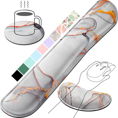 Gimars Upgrade Enlarge Gel Memory Foam Set Keyboard Wrist Rest Pad Mouse Wrist Cushion Support for OfficeCould Golden Computer Laptop MacCloud Golden - Image 1