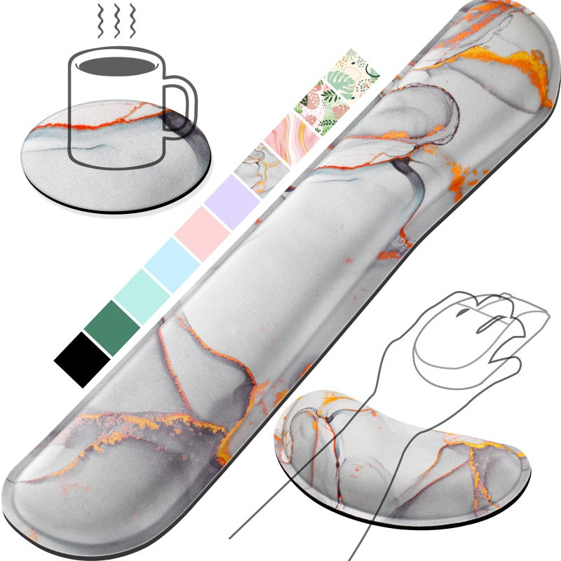 Gimars Upgrade Enlarge Gel Memory Foam Set Keyboard Wrist Rest Pad Mouse Wrist Cushion Support for OfficeCould Golden Computer Laptop MacCloud Golden - Image 2
