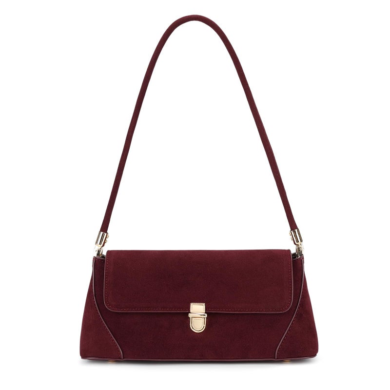 WSRYDJDL Shoulder Bags for Women Vintage Handbag Retro Classic Small Purse Cute Hobo Tote Handbag Mini Clutch Purse (Suede WineRed) - Image 1