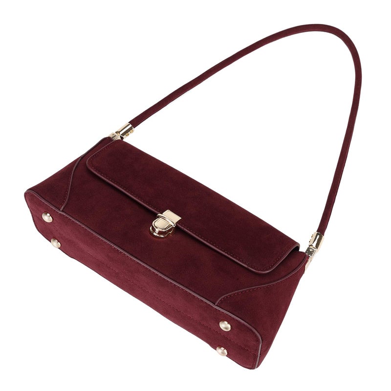 WSRYDJDL Shoulder Bags for Women Vintage Handbag Retro Classic Small Purse Cute Hobo Tote Handbag Mini Clutch Purse (Suede WineRed) - Image 4