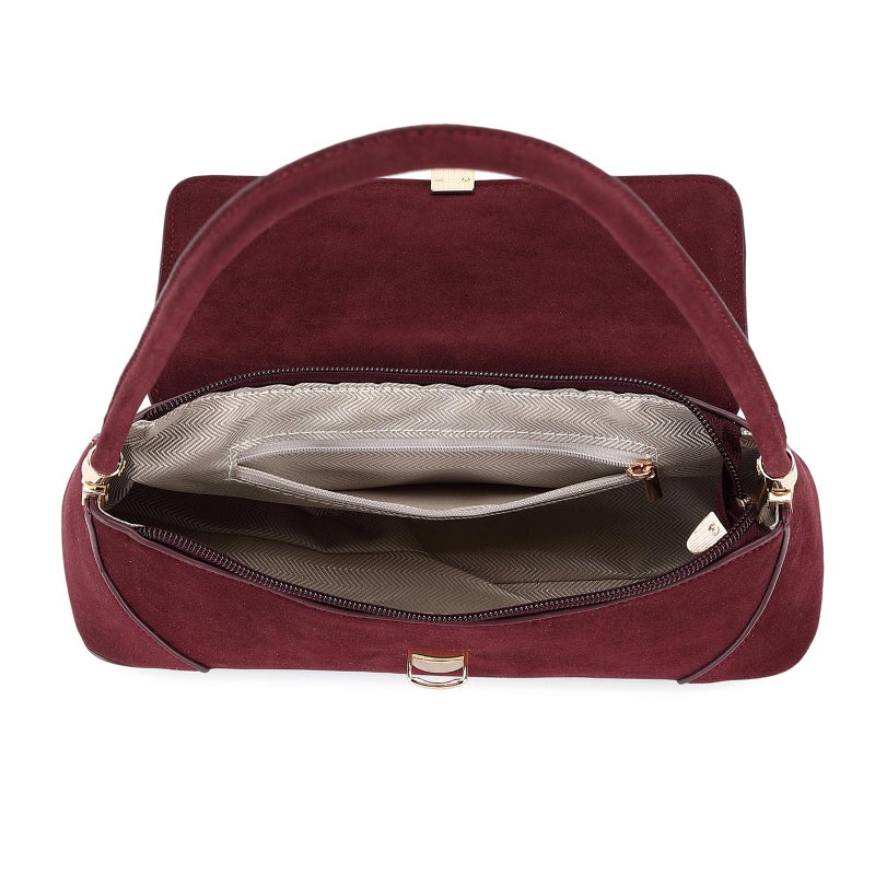 WSRYDJDL Shoulder Bags for Women Vintage Handbag Retro Classic Small Purse Cute Hobo Tote Handbag Mini Clutch Purse (Suede WineRed) - Image 5