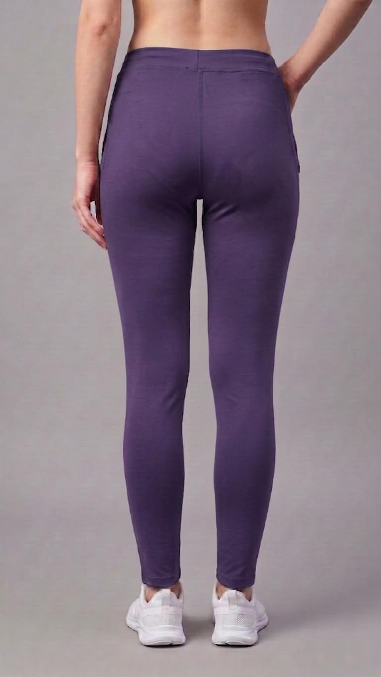 Mehrang Stretchable High Rise Yoga Pants for Women & Gym Pants for Women Workout with Mesh Insert & Side Pockets (in, Alpha, XL, Lavender) - Image 2