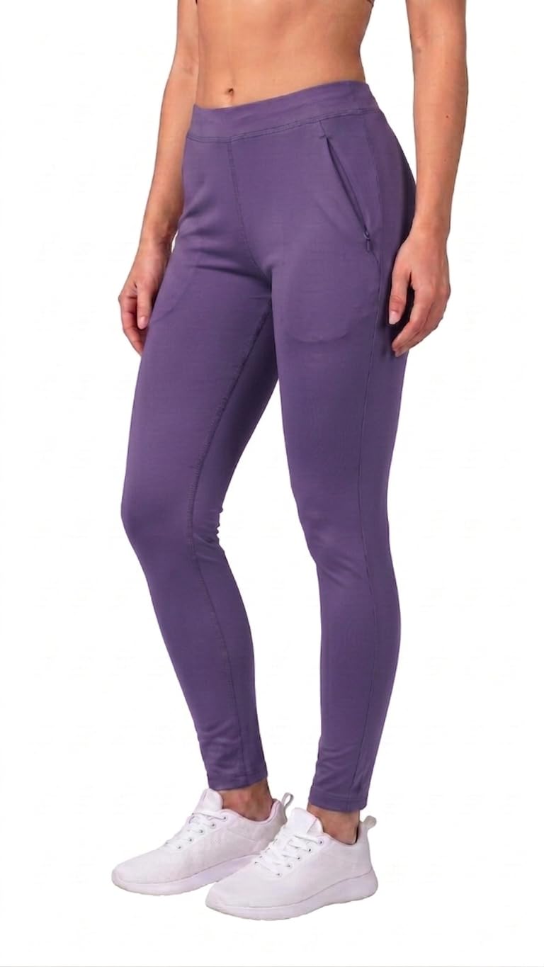 Mehrang Stretchable High Rise Yoga Pants for Women & Gym Pants for Women Workout with Mesh Insert & Side Pockets (in, Alpha, XL, Lavender) - Image 1