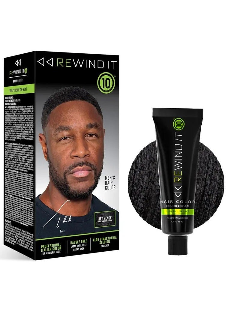 REWIND It 10 Menâ€™s Hair Color, Jet Black Ammonia Free Italian Formula with Aloe & Macadamia Seed Oil, Natural Looking Long Lasting Coverage - Image 2