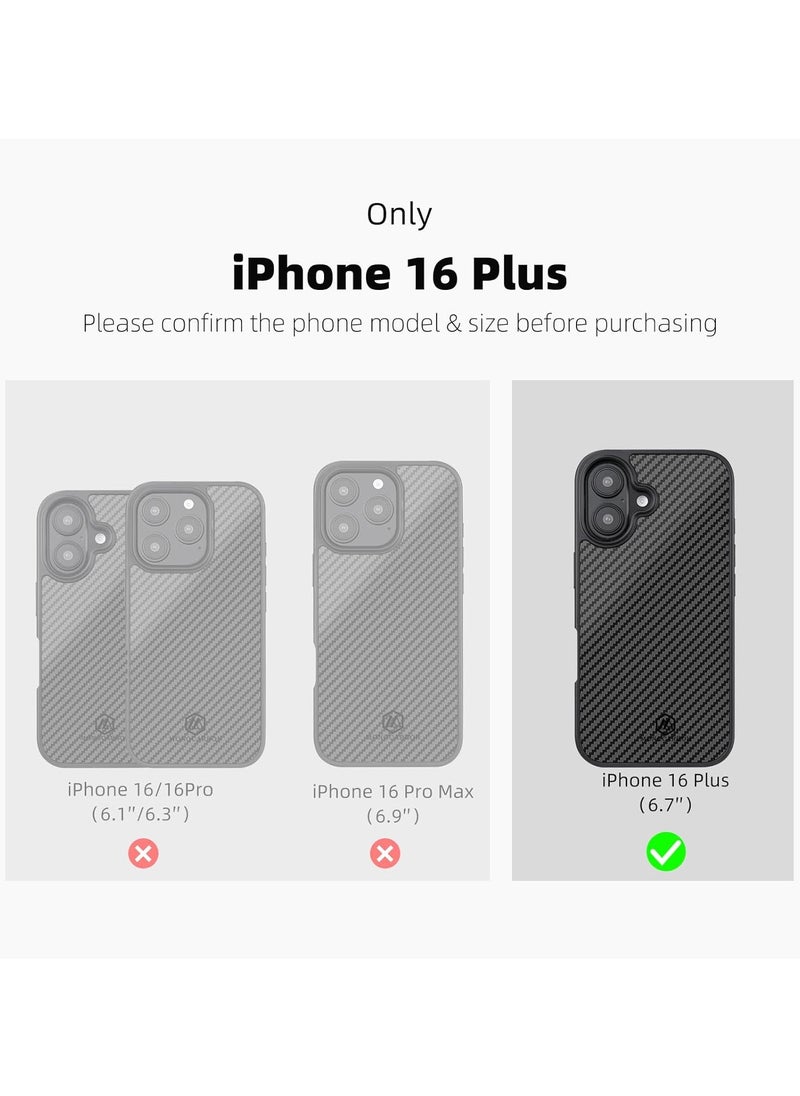 MONOCARBON Real 3K Carbon Fiber iPhone 16 PLUS Case Cover MagSafe Compatible Military Grade Scratch Resistant - Matte Black  - Image 2