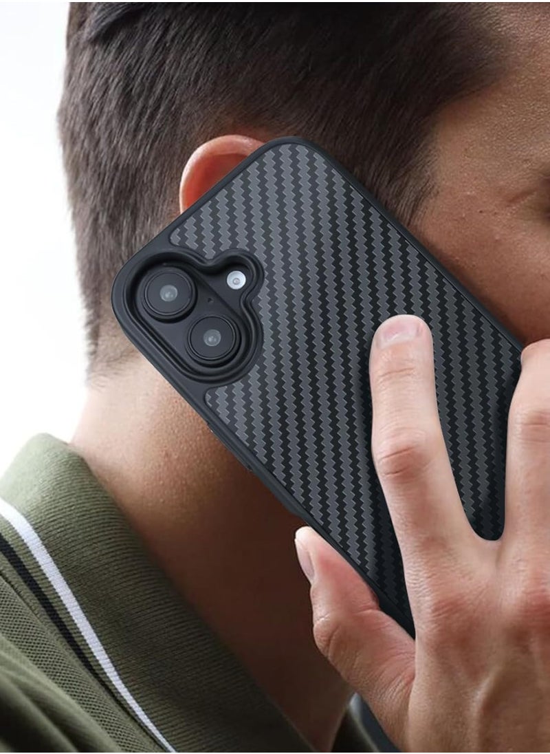 MONOCARBON Real 3K Carbon Fiber iPhone 16 PLUS Case Cover MagSafe Compatible Military Grade Scratch Resistant - Matte Black  - Image 3