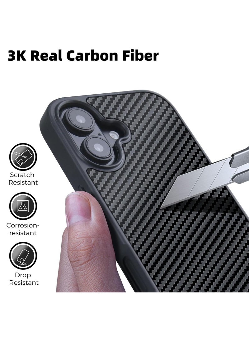 MONOCARBON Real 3K Carbon Fiber iPhone 16 PLUS Case Cover MagSafe Compatible Military Grade Scratch Resistant - Matte Black  - Image 5