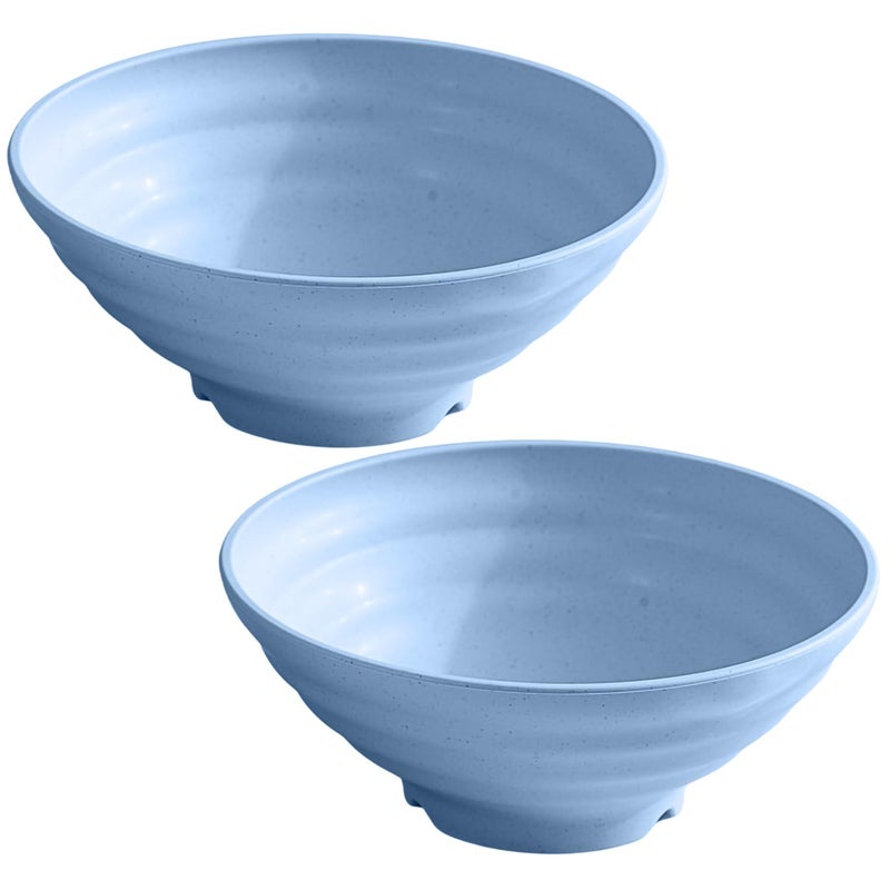 P-PLUS INTERNATIONAL Large Serving Bowls for Kitchen - Large Wheat Straw Big Breakfast Bowl for Ramen, Soup, Snack Soup Bowl Set Soup Bowls for Ramen, Pho, Udon (1200ml, Blue, Set of 2) - Image 1