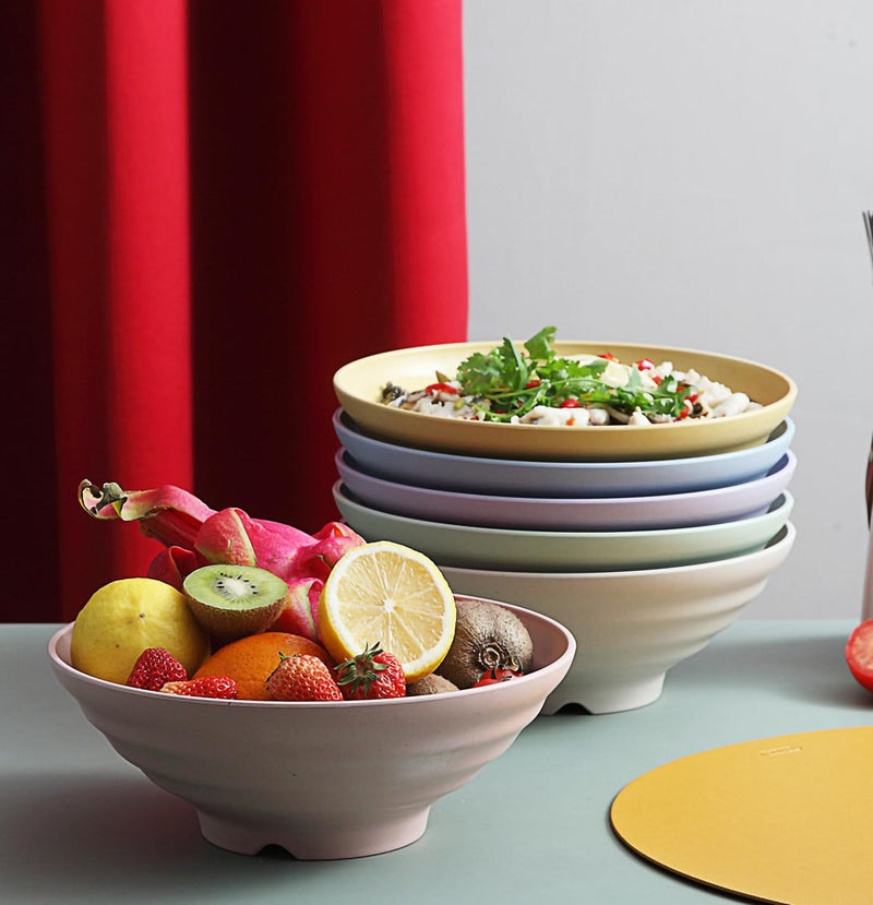 P-PLUS INTERNATIONAL Large Serving Bowls for Kitchen - Large Wheat Straw Big Breakfast Bowl for Ramen, Soup, Snack Soup Bowl Set Soup Bowls for Ramen, Pho, Udon (1200ml, Blue, Set of 2) - Image 4