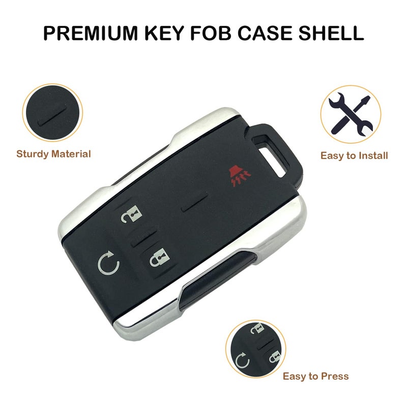 Arruweer Smart Key Fob Case Shell Fit for Chevy Chevrolet Silverado Colorado/GMC Sierra Canyon 2014 2015 2016 2017 M3N-32337100 Keyless Entry Remote Control Car Key Fob Cover Casing (1) - Image 2