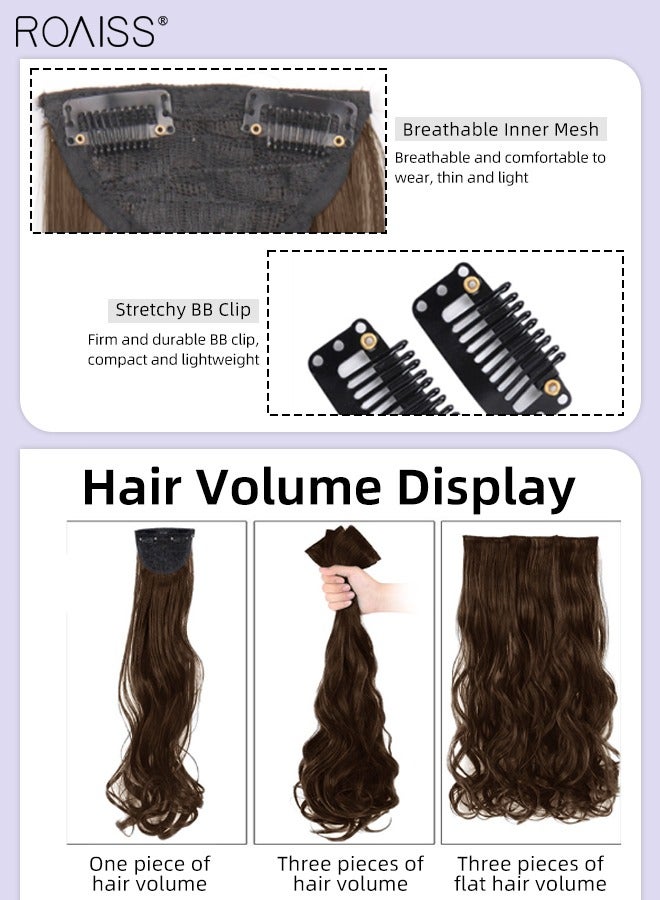 roaiss 3Pcs Clip in Curly Hair Extensions, Invisible Adjustable Long Curly Synthetic Heat Resistant Hairpieces for Women Girls, Light Brown, 50cm - Image 4
