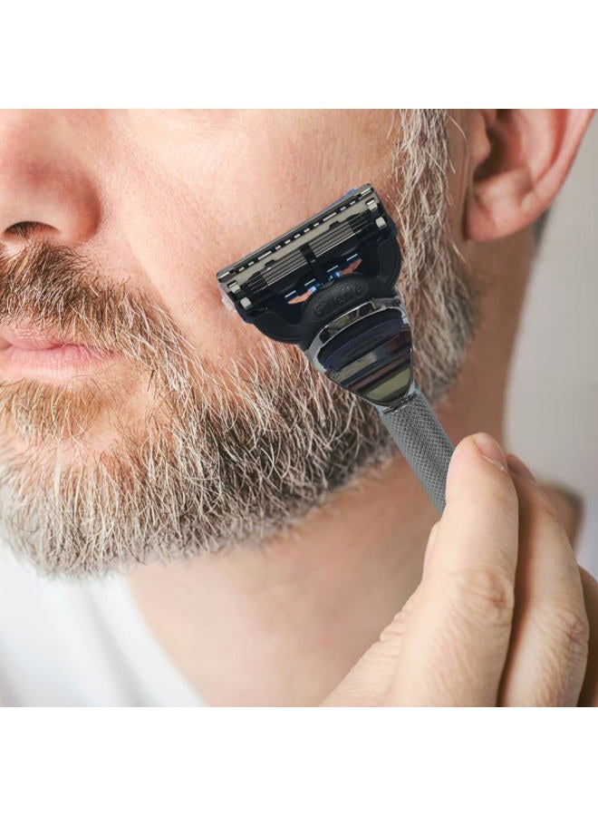 G.B.S Men's - 5 Blade Compatible Shaving Razor Textured Handle 1 Razor Handle and 1 Cartridges | Razors for Men Sensitive Skin, 5 Blade Razor, Mens Razors for Shaving, Razor Blades for Men - Image 5