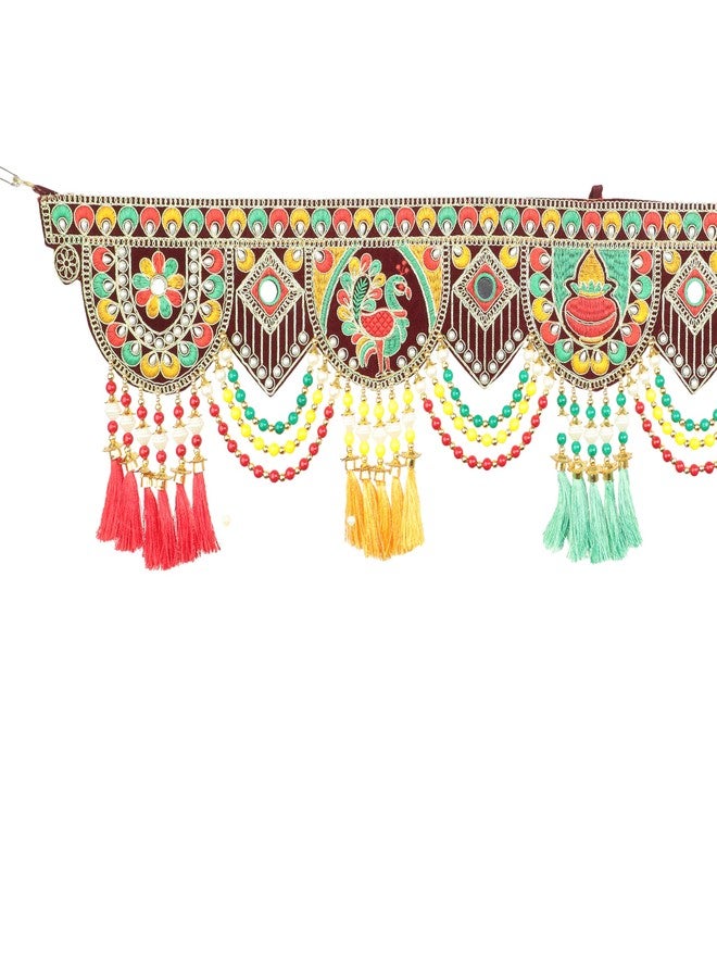 Aditri Creation Handcrafted Peacock Toran Hanging is made of Colourful Thread Tassel with Moti Bead Set Door Hanging Bandanwar Home Decor Entrance for Traditional Festival New year Decorations Gifts (Size:-36"X9") - Image 3