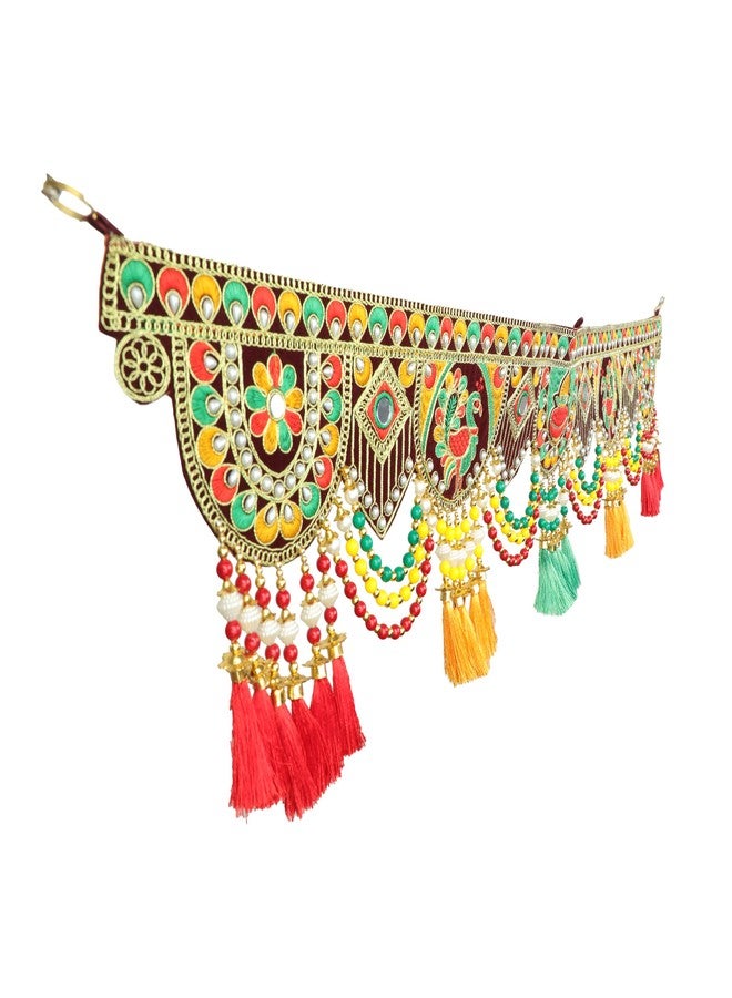 Aditri Creation Handcrafted Peacock Toran Hanging is made of Colourful Thread Tassel with Moti Bead Set Door Hanging Bandanwar Home Decor Entrance for Traditional Festival New year Decorations Gifts (Size:-36"X9") - Image 2