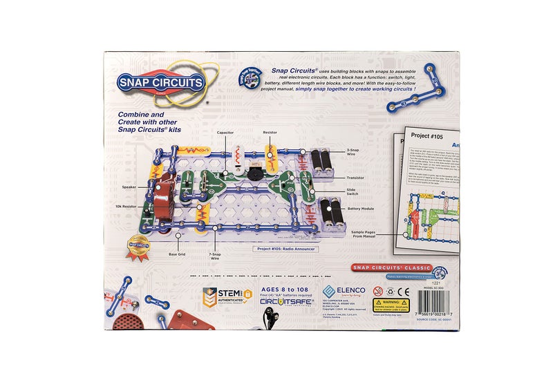 Snap Circuits Classic SC-300 Electronics Exploration Kit | Over 300 Projects | Full Color Manual Parts | STEM Educational Toy for Kids 8+ 2.3 x 13.6 x 19.3 inches - Image 2