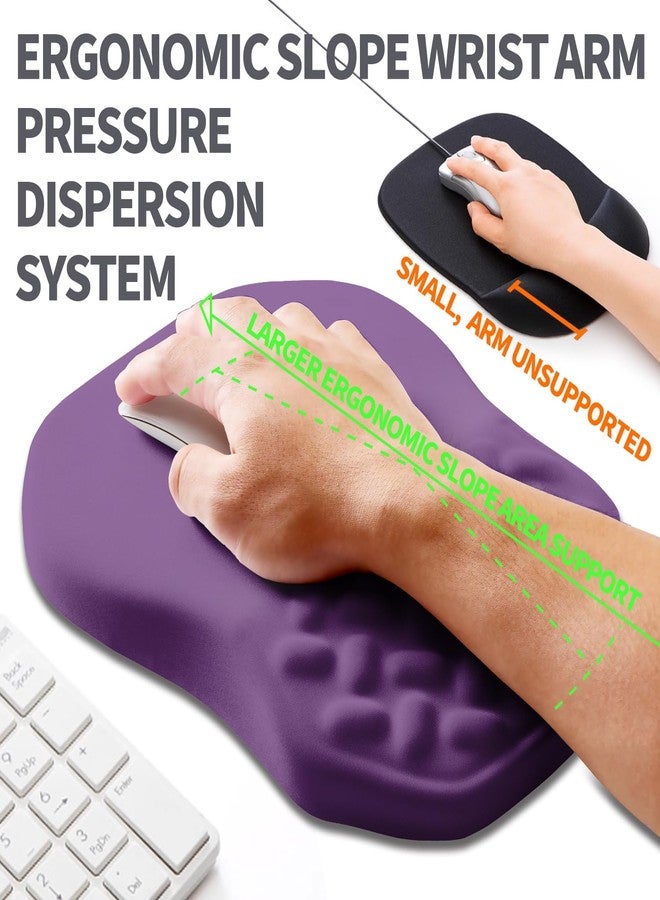 Armanza Ergonomic Slope Mouse Pad Wrist Support, Wrist Rest Mousepad for Carpal Tunnel Pain Relief with Massage Bulge and Slow Rebound Memory Foam (12x8 inch, Deep Purple) - Image 2