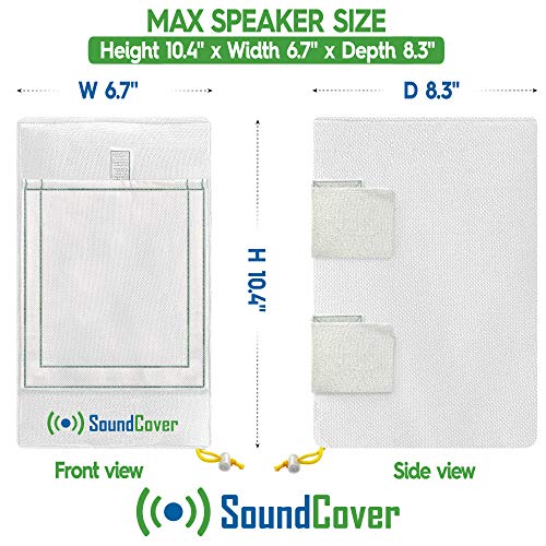 SoundCover غطاء مكبرات صوت خارجي مقاوم للماء 600D باللون الأبيض - يناسب مكبرات الصوت المثبتة على حامل C - يناسب Yamaha NS-AW150 و Polk Audio Atrium 5 (الأبعاد القصوى: الارتفاع 12.8" × العرض 7.9" × العمق 8.9") - Image 2