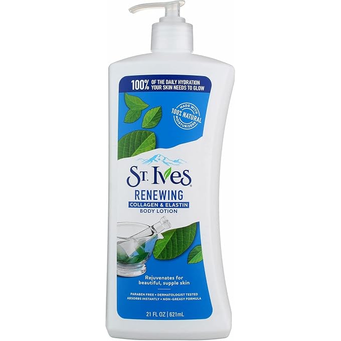 St. Ives Renewing Collagen Elastin Body Lotion with Soybean Oil for Smooth & Hydrated Skin| Moisturizing Lotion for Deeply Nourished Skin| Paraben-Free & Non-Greasy| Dermatologically Tested| 621ml