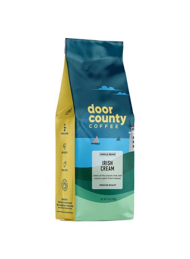 Door County Coffee & Tea Co. Door County Coffee Irish Creme Flavored Coffee Whole Bean | 10 oz Bag | Flavored Whole Bean Coffee Medium Roast | 100% Specialty Arabica Coffee Whole Bean | Flavored Gourmet Coffee | Irish Creme  - Image 1