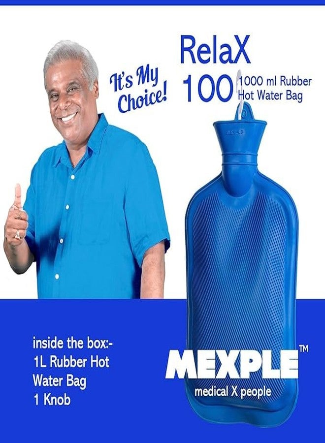 MEXPLE RelaX100 Water Rubber Bottle Bag for Pain Relief Therapy, 2ltr (Pack of 1) Brand Blue Color - Image 1