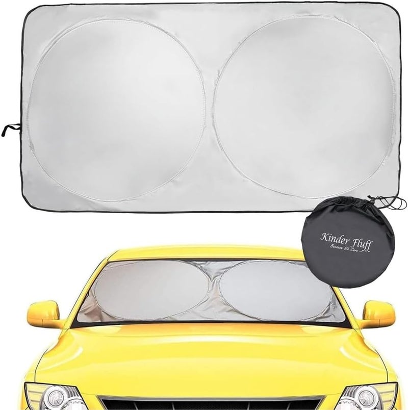 Windshield Sunshade | Reflective Patented Car Sun Protection - Certified 99% UVR Block - Cool Interior | Foldable Sun Visor Cover | Automotive Accessories Summer Heat | Size XL 167x95cm - Image 1