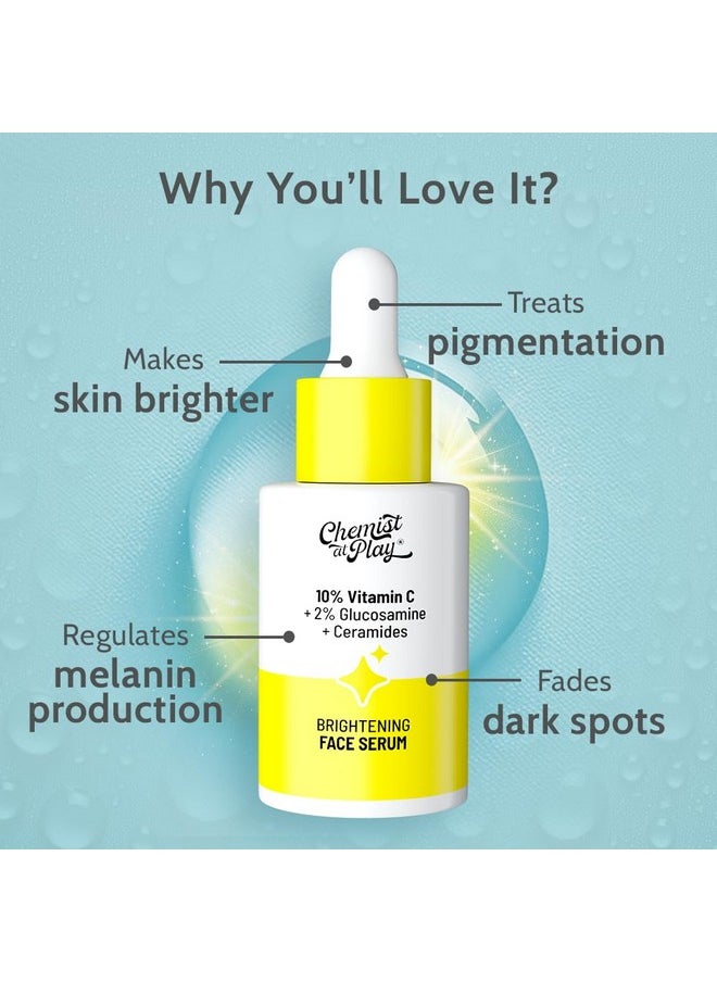 Chemist at Play Chemist At Play 10% Vitamin C Face Serum |Brightens & Gives Glow |Fades Dark Spots |Treats Hyperpigmentation| Balances Melanin Production | Ethyl Ascorbic Acid & Glucosamine | For All Skin Types 30ml  - Image 2