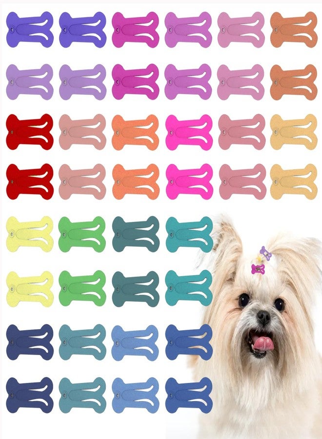 CUTEABC Dog Hair Clips, 40 PCS Cat Hair Clips,1 Inch Dog Bone Hair Clips,Small Mini Snap Hair Clips,Cute Multicolor Puppy Dog Barrettes for Dog Cat Pet Grooming Bows Hair Decoration Accessories - Image 1