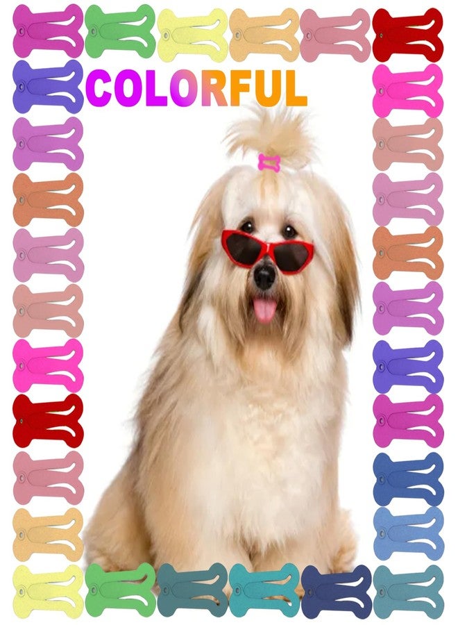 CUTEABC Dog Hair Clips, 40 PCS Cat Hair Clips,1 Inch Dog Bone Hair Clips,Small Mini Snap Hair Clips,Cute Multicolor Puppy Dog Barrettes for Dog Cat Pet Grooming Bows Hair Decoration Accessories - Image 4